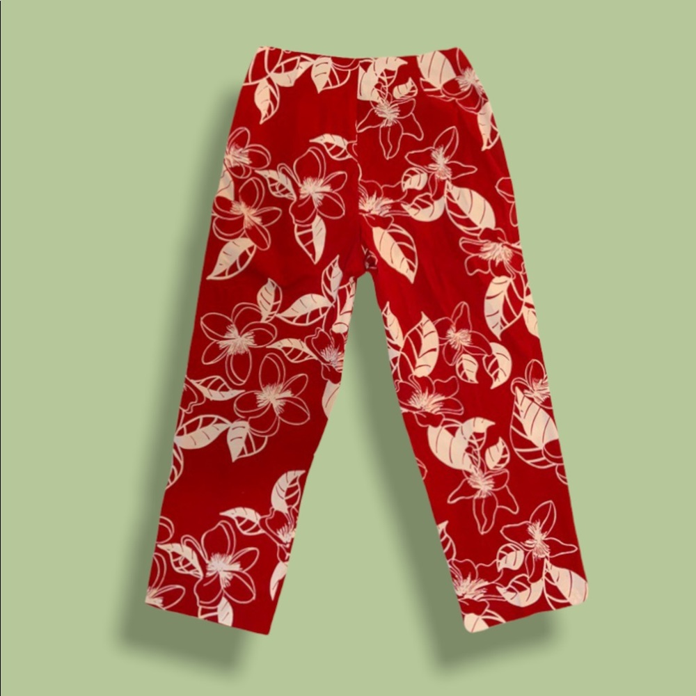 Vntg CLIO High waisted tropical print capris crop